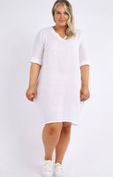 Anne + Kate Italian Plain Linen Side Pockets Dress
