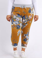 Anne + Kate Italian Blossom Print Mustard Pants 10-12