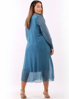 Anne + Kate Italian Plain Shirred Maxi Silk Dress