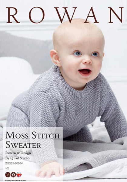 Rowan Moss Stitch Sweater Knitting Pattern 8ply/DK 0-18 months