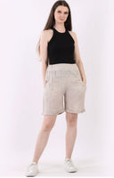 Anne + Kate Plain Linen Button Tab Shorts