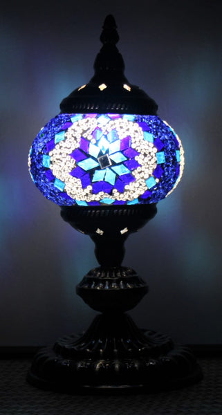 Turkish Mosaic Table Lamp Standard Blue - 33cm