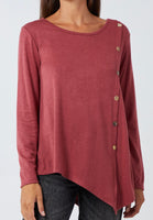 Anne + Kate Italian Button Detail Asymmetric Hem Top