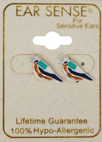 Ear Sense Earrings Silver Enamel Bird Stud F434