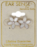 Ear Sense Earrings F418 Silver/Shell Petal Flower