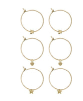 Ear Sense Earrings Gold Hoops w/Charms Trio FC305