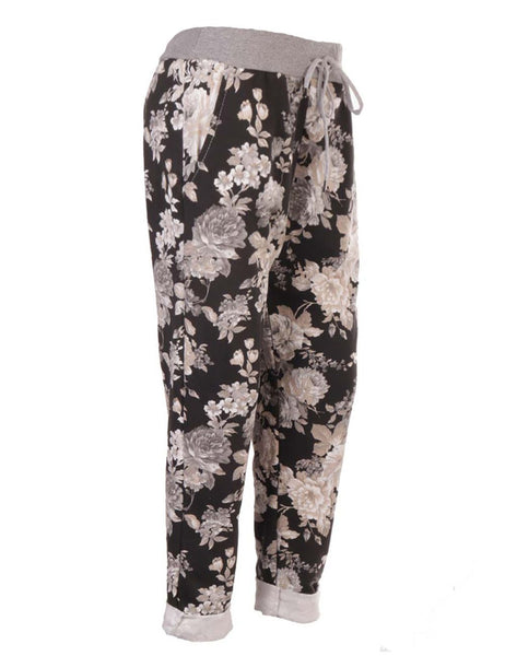 Anne + Kate Italian Lucca Black Floral Pant 14-18