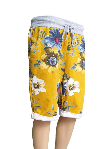 Anne + Kate Italian Floral Mustard Shorts 14-18